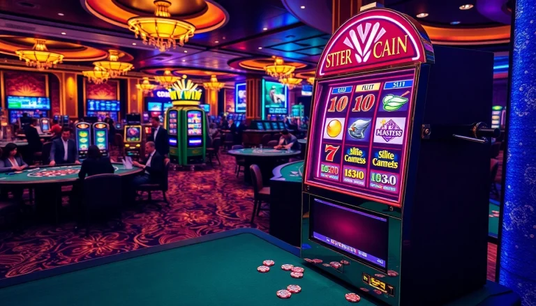Slot machine attracting players on a bustling casino floor filled with excitement.