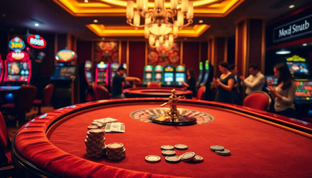 Exciting casino atmosphere with poker chips and cards at the 888b gambling table.