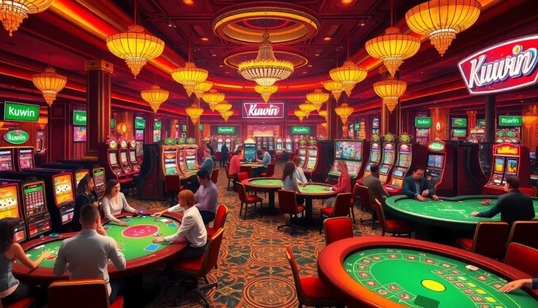 Kuwin players enjoying a vibrant casino environment with lively games and professional dealers.