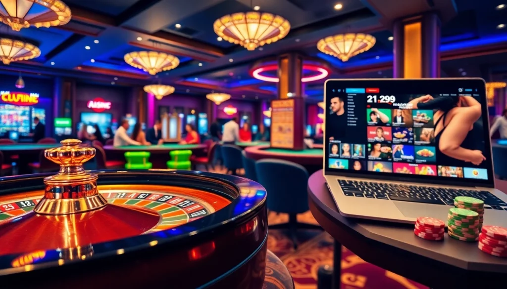 Players enjoying games at a luxurious casino featuring poker chips and roulette wheels at https://dn88top.com/
