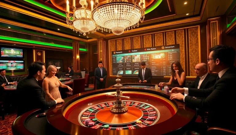 Engage in thrilling gameplay at S8 casino, featuring vibrant roulette table action and colorful poker chips.