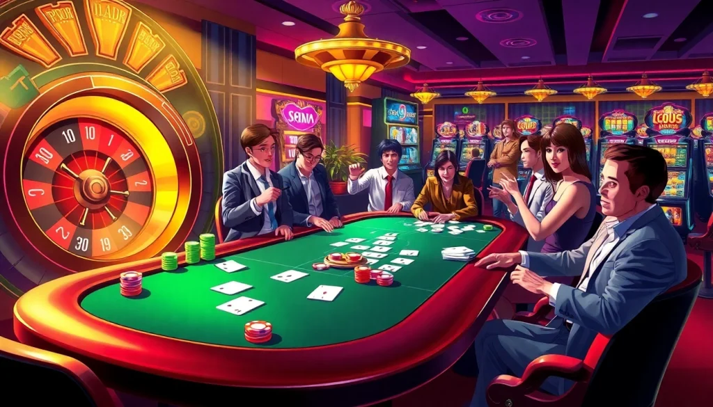 Experience the excitement of betting at https://9bet.com.de/ with vibrant casino visuals showcasing poker and roulette action.