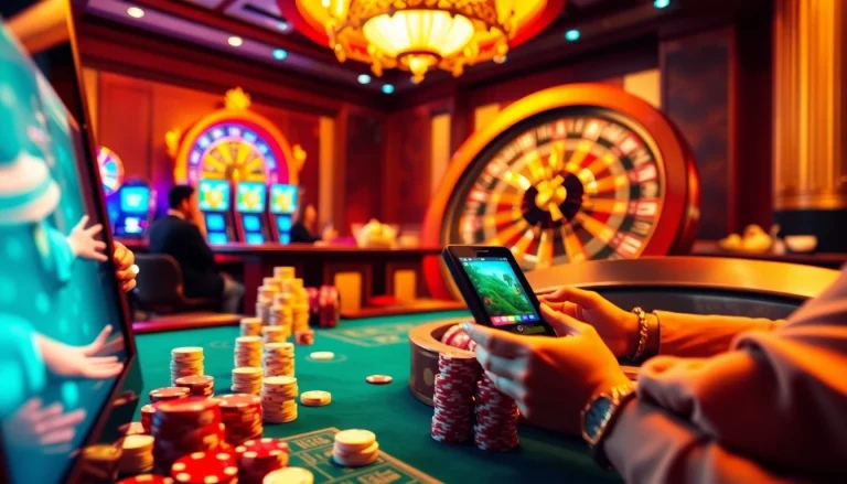Experience thrilling online gaming at https://f122.com.br/ with vibrant casino elements, including spinning roulette and engaging players.
