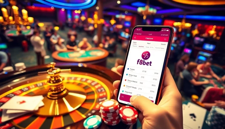 Experience the thrill of play with the F8bet app among vibrant casino elements.