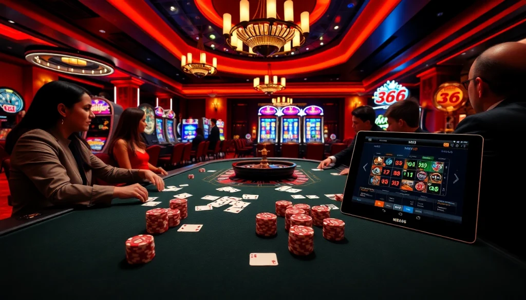 Experience thrilling gameplay at MB66 with vibrant poker chips and elegant casino tables.