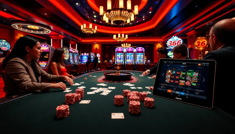 Experience thrilling gameplay at MB66 with vibrant poker chips and elegant casino tables.