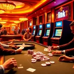 Experience high-stakes gaming at the luxurious F168 casino, featuring vibrant tables and slot machines.