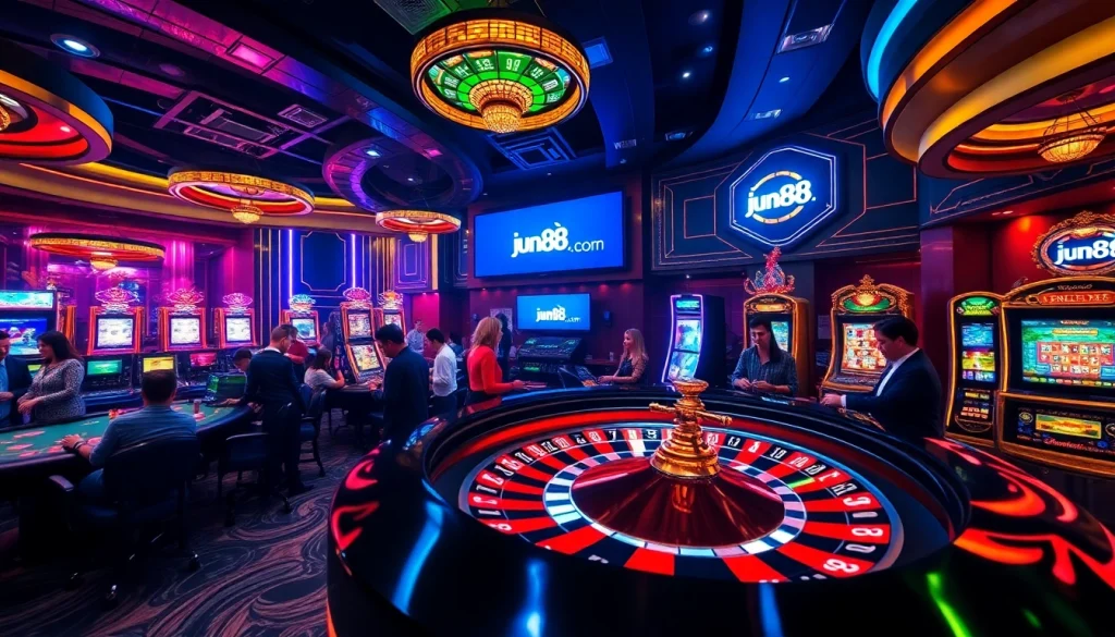 Experience the excitement of jun88.com with engaging casino games, vibrant roulette, and lively players.