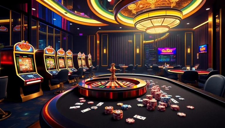 Engaging gamblers at uu88 with vibrant casino tables and luxurious gaming elements.
