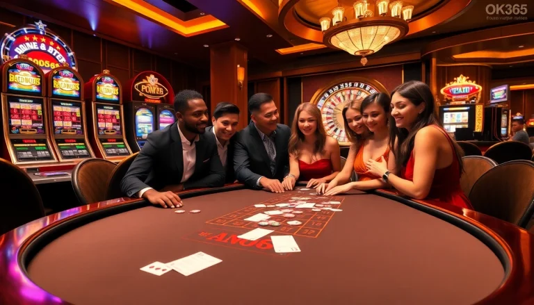 Engage in thrilling experiences at https://ok365.free/ with casino tables, vibrant slot machines, and playful gamblers.