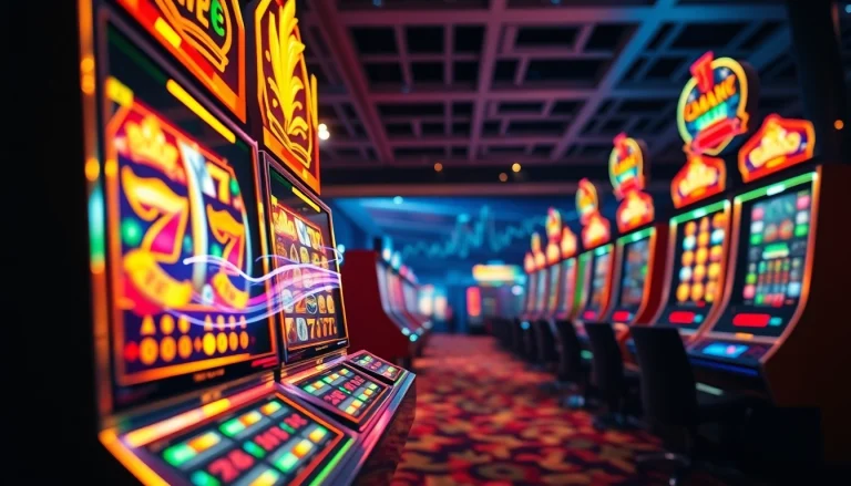 Exciting slot machine action showcasing hoki138 pro with vibrant symbols and lights.