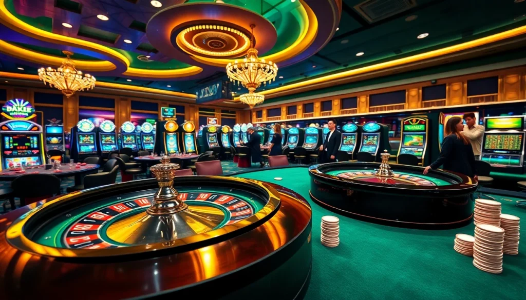 Experience the thrill of xxx88 casino with vibrant poker tables and roulette wheels.