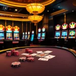S8 casino excitement with poker chips, roulette wheel, and vibrant slot machines.