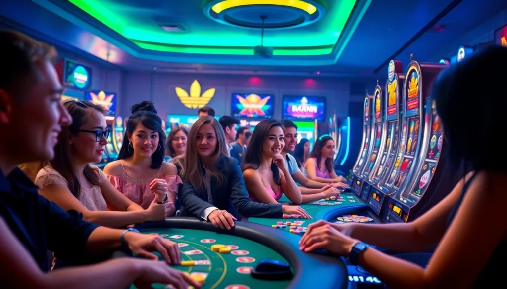 Engaging players at https://mm88.agency/ enjoying a dynamic online gaming experience with vibrant visuals.