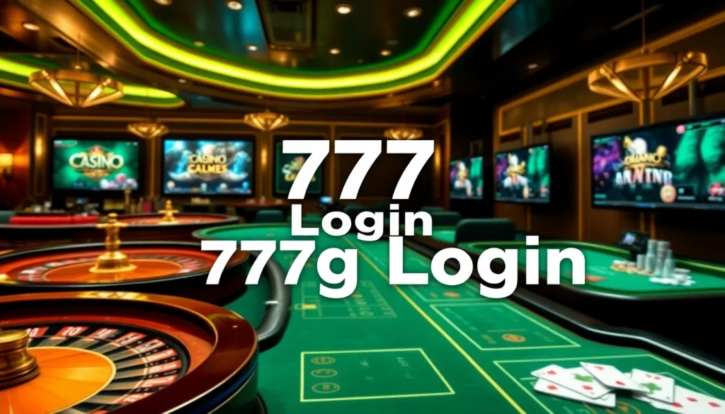 Experience the thrill of 777g Login with vibrant virtual tables and casino elements.