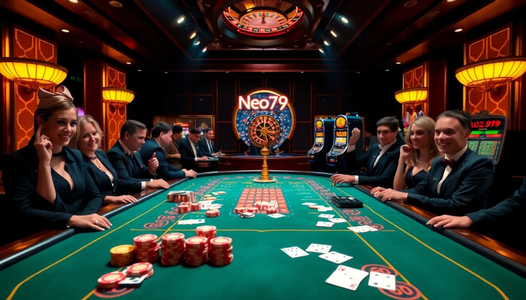 Experience the excitement of Neo79 with vibrant gaming tables and thrilling casino action.