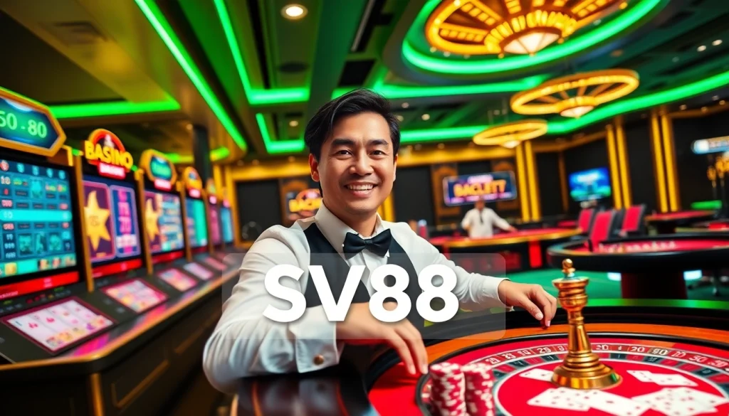 SV88 offers an exciting online gambling experience with vibrant casino visuals and engaging games.