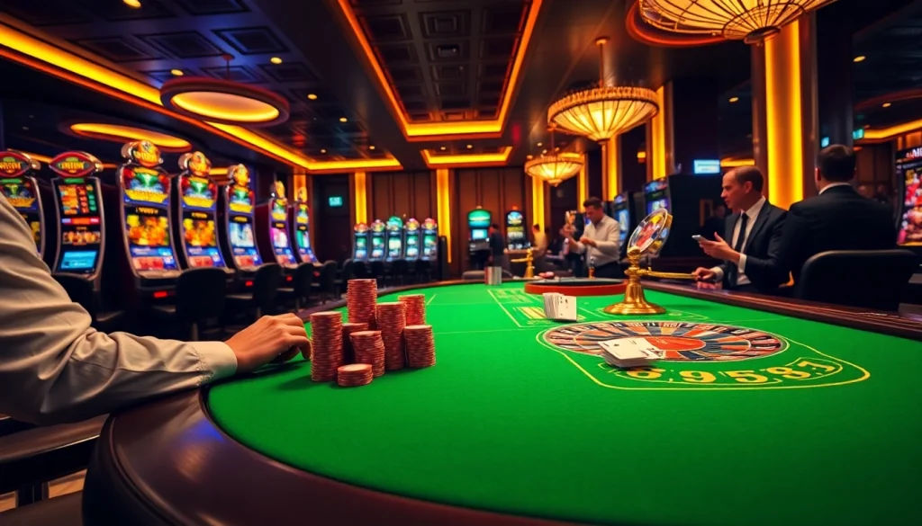 Engage in the game 89bet with a luxurious casino scene featuring poker chips, cards, and a roulette wheel.