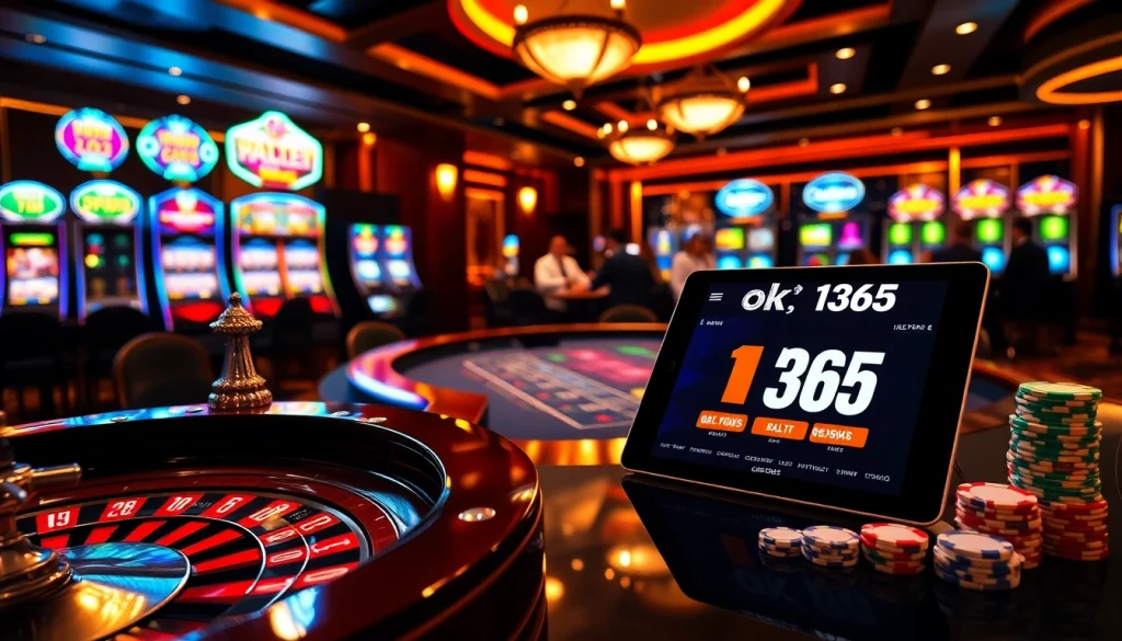 Experience the excitement of gambling at OK 365 with vibrant casino tables and thrilling games.