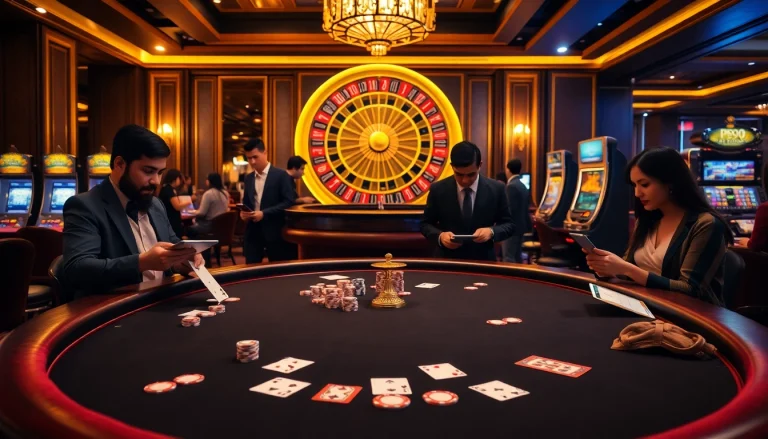 Witness the excitement of PS99 poker with vibrant chips and elegant casino ambiance.