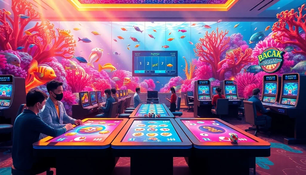 Engaging in bắn cá 88BET with vibrant marine life and strategic gameplay in a modern casino.