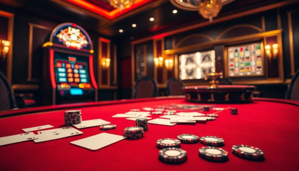 Experience the luxury of gaming at TG88 with a vibrant casino scene featuring poker chips and tables.