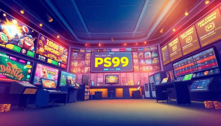 Exciting digital illustration inviting users to vào PS99 for online gambling and gaming experiences.