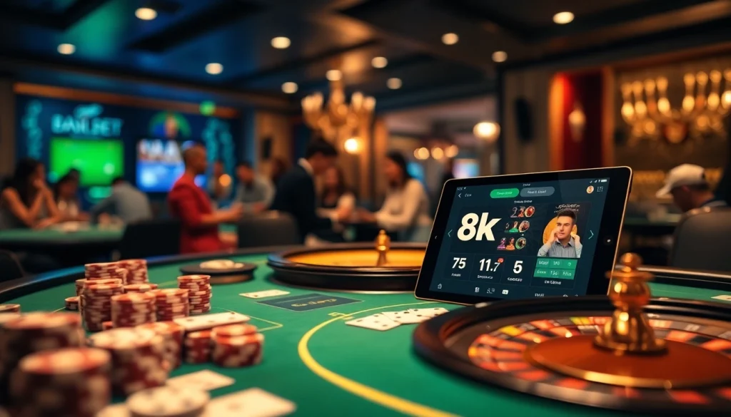 Experience the thrill of gambling at 8kbet with vibrant casino tables and engaging gameplay.