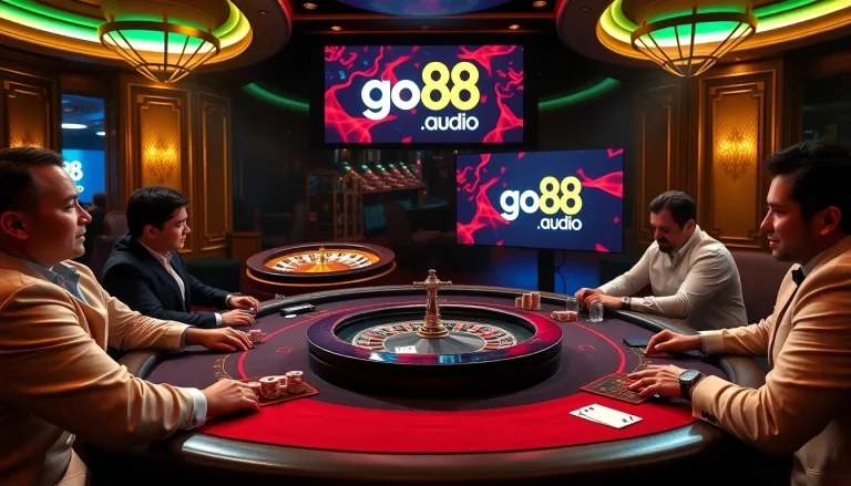 Players strategizing during an intense poker game at go88.audio casino.