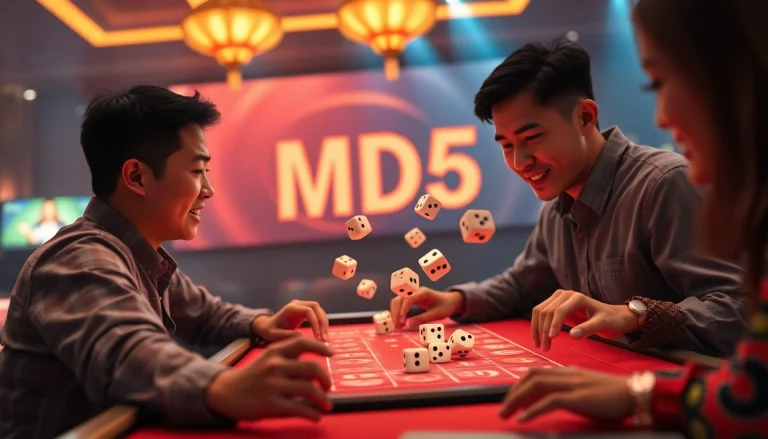 Tài Xỉu MD5 gameplay showcasing vibrant dice action in an engaging online gaming environment.