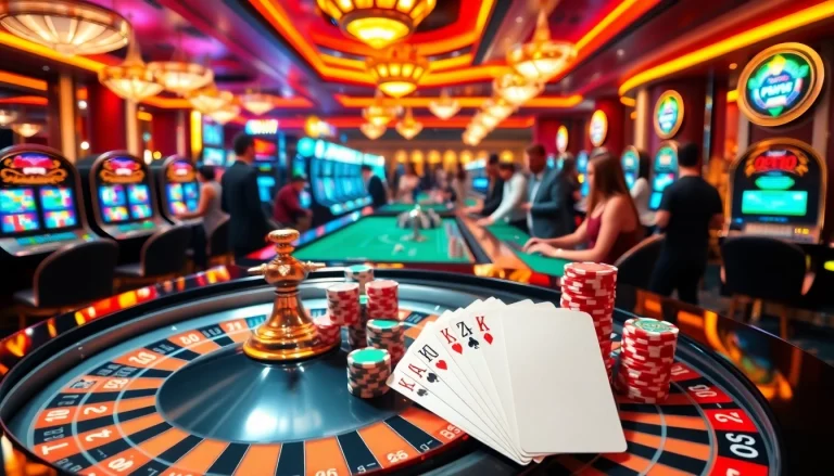 Experience thrilling moments at ww88 with a vibrant casino scene showcasing gaming excitement.