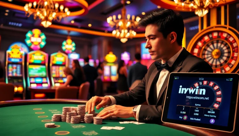High-stakes poker player enjoying a game at a table with iwincom.net interface visible.