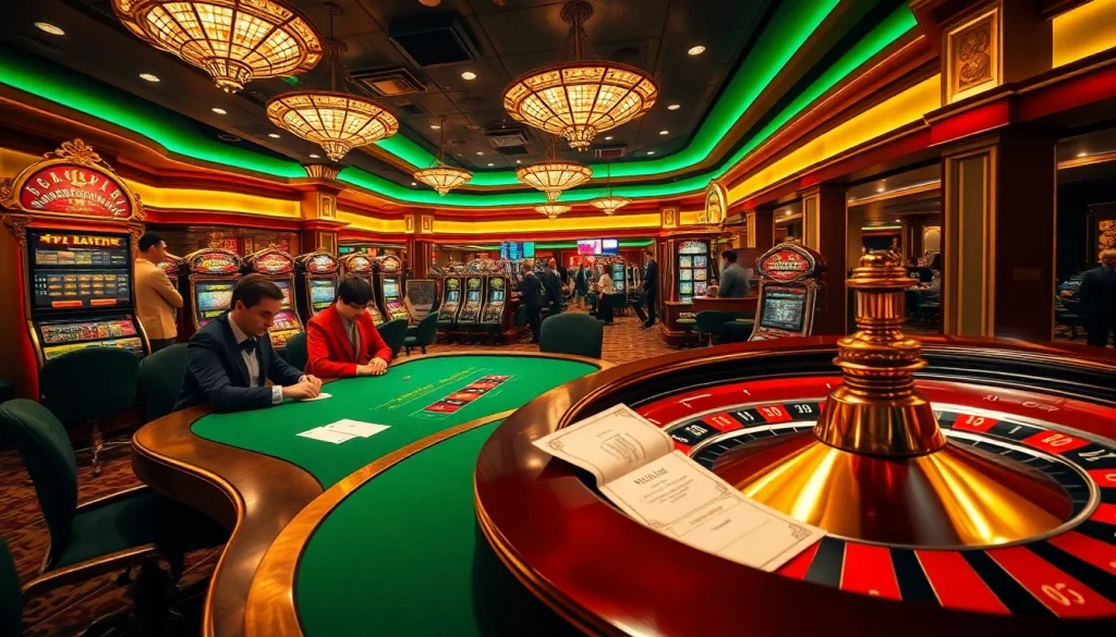 Experience excitement at go88 vip with players engaged at a luxury poker table amidst vibrant casino lights.