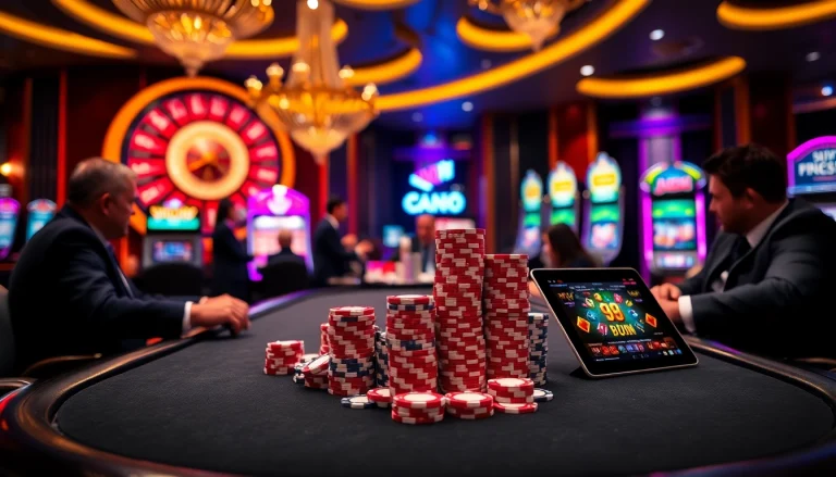 Experience the thrilling excitement of gambling at a vibrant casino table with 98win com poker chips.