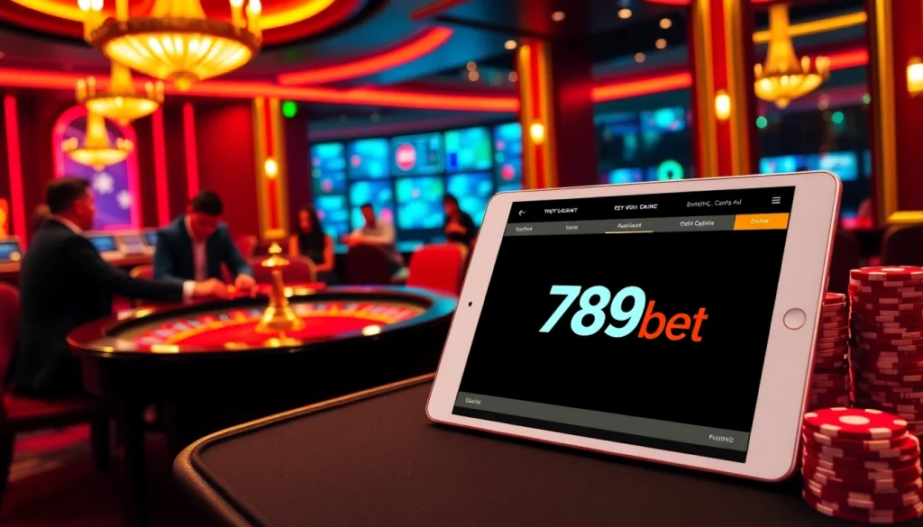 Exciting gambling action at a 789bet casino table with vibrant chips and cards.