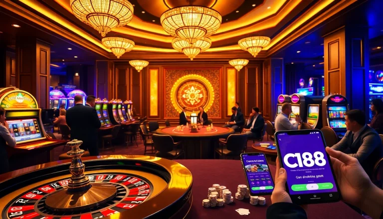 C168 players enjoying a thrilling gaming experience at luxurious casino tables.