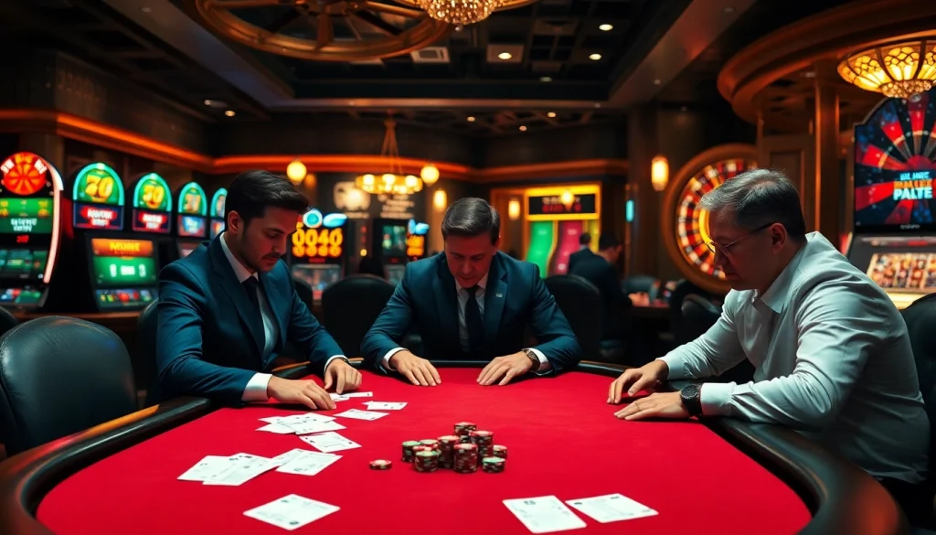 Engaging Luckywin poker game scene with vibrant cards, chips, and casino atmosphere.