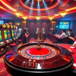 Excited players gambling at roulette and slot machines at af88 com casino.