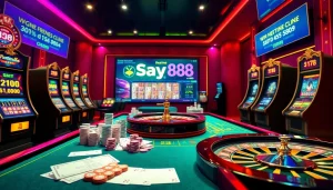 Players enjoying betting excitement at say88's luxurious online casino.