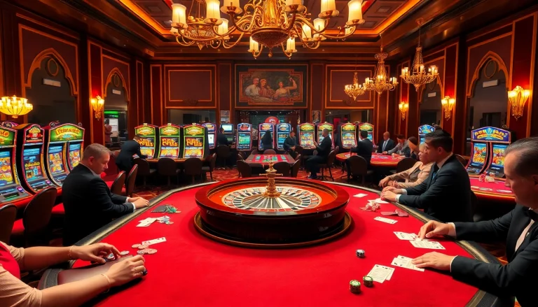 Players enjoying a thrilling Hit Club experience at a lavish casino table.