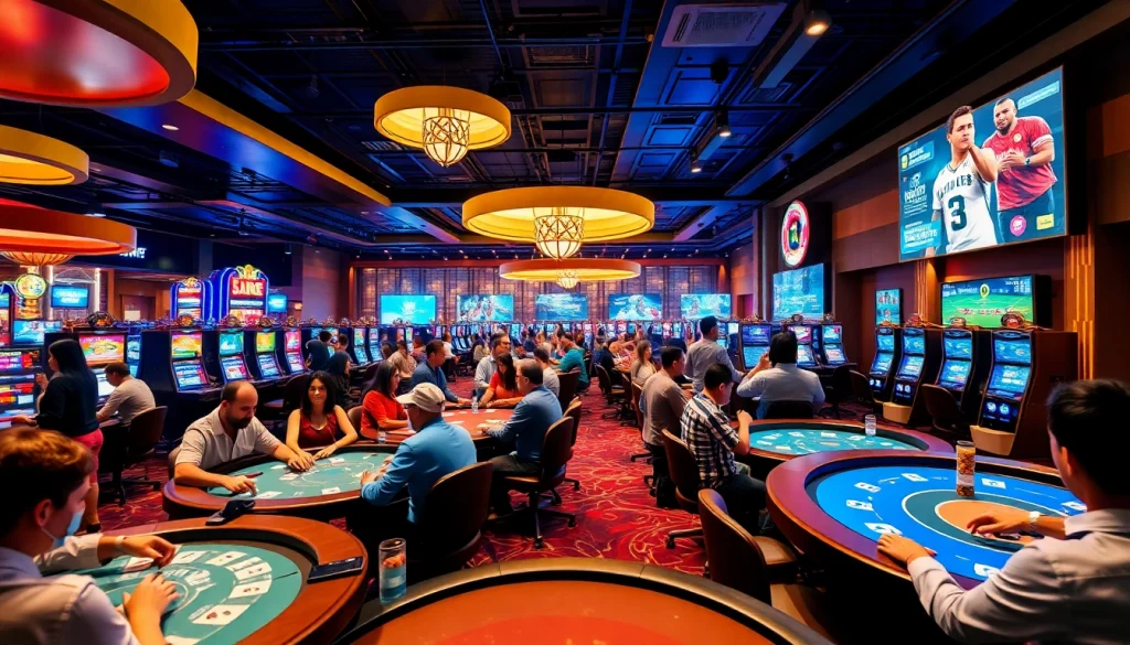 Experience the excitement of sbobet.dance with dynamic gaming scenes and vibrant casino ambiance.