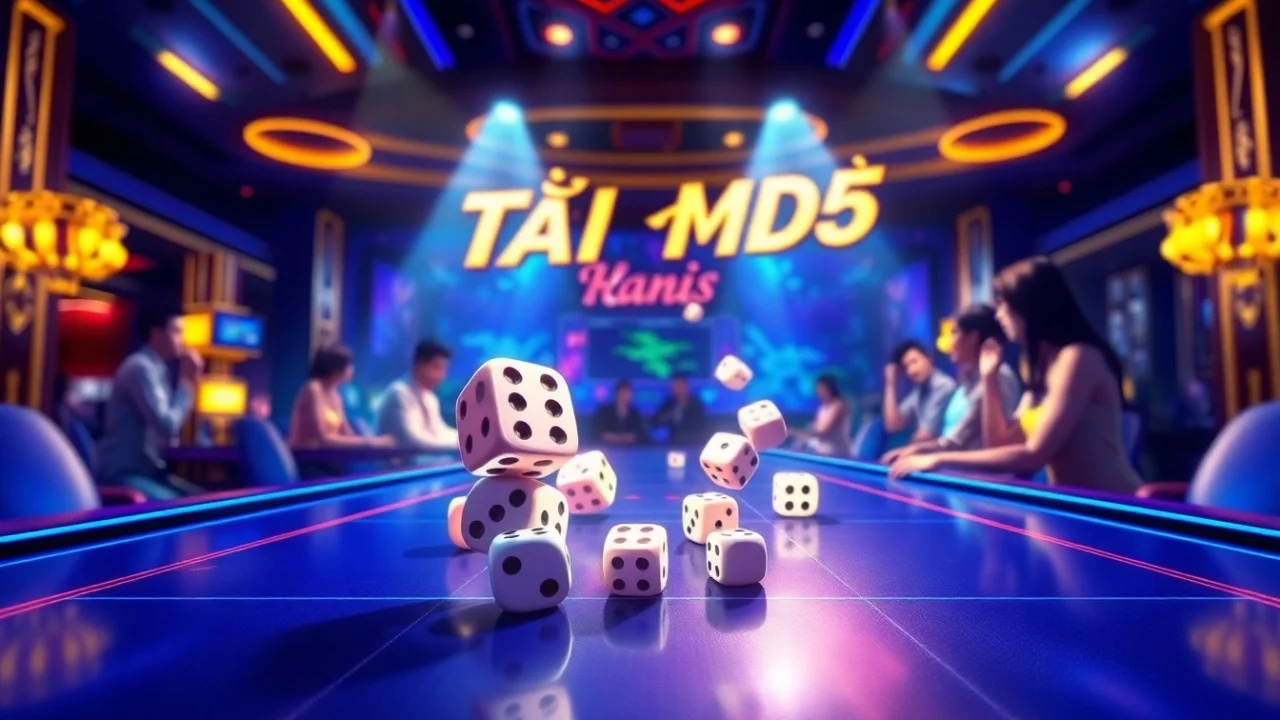Exciting gameplay of Tài Xỉu MD5, showcasing dynamic digital dice and the transparency of https://taixiumd5.world in a vibrant casino setting.