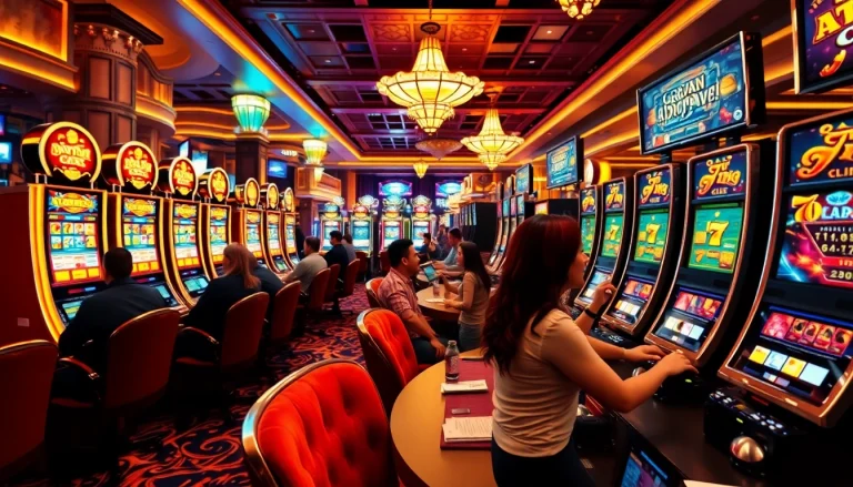 Enjoy thrilling moments at the meilleur casino en ligne belgique, showcasing lively slot machines and vibrant players.