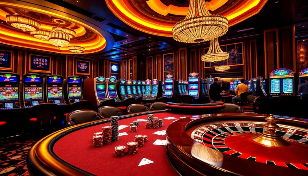 Experience thrilling gameplay at vip66.com featuring poker tables, roulette wheels, and vibrant slot machines.
