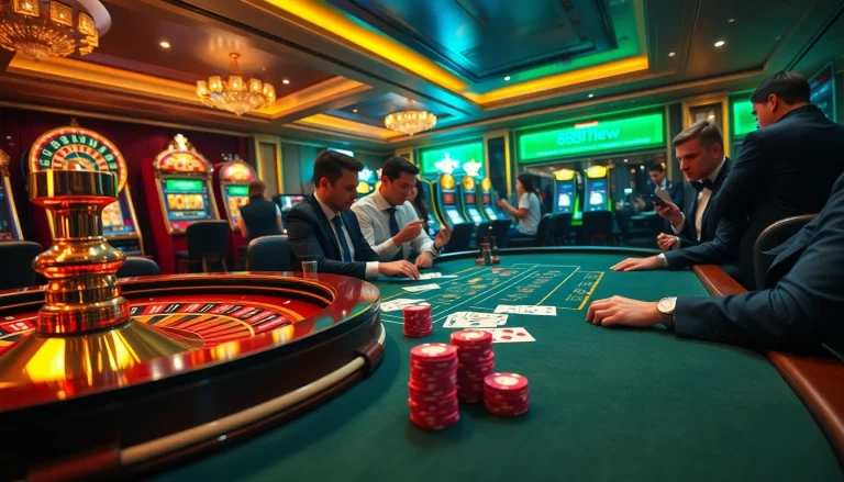 Experience the excitement of 888new at a luxury poker table with vibrant chips and a roulette wheel.