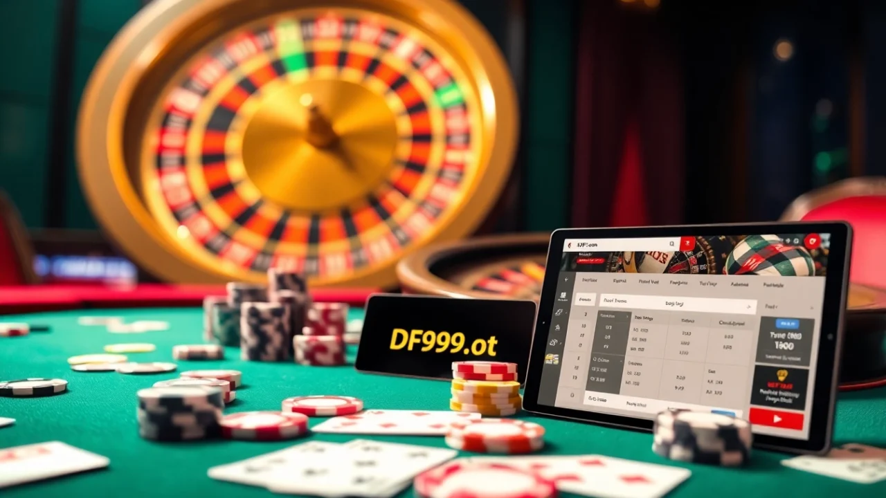Experience high-stakes thrills at DF999.com with vibrant poker games and luxury casino elements.