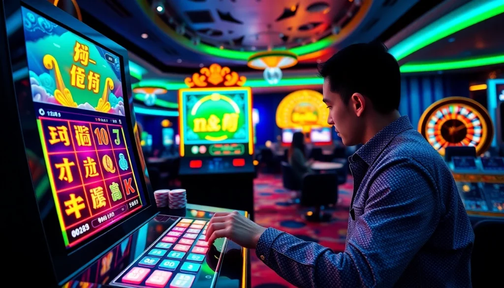 Experience thrilling gameplay with the nỏ hu digital slot machine set in an exciting casino environment.