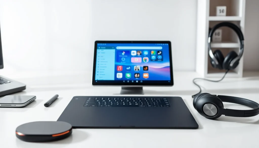 K88 tablet showcased in a modern tech workspace with sleek accessories.