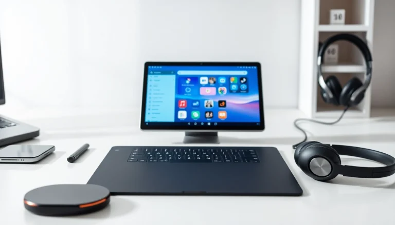 K88 tablet showcased in a modern tech workspace with sleek accessories.