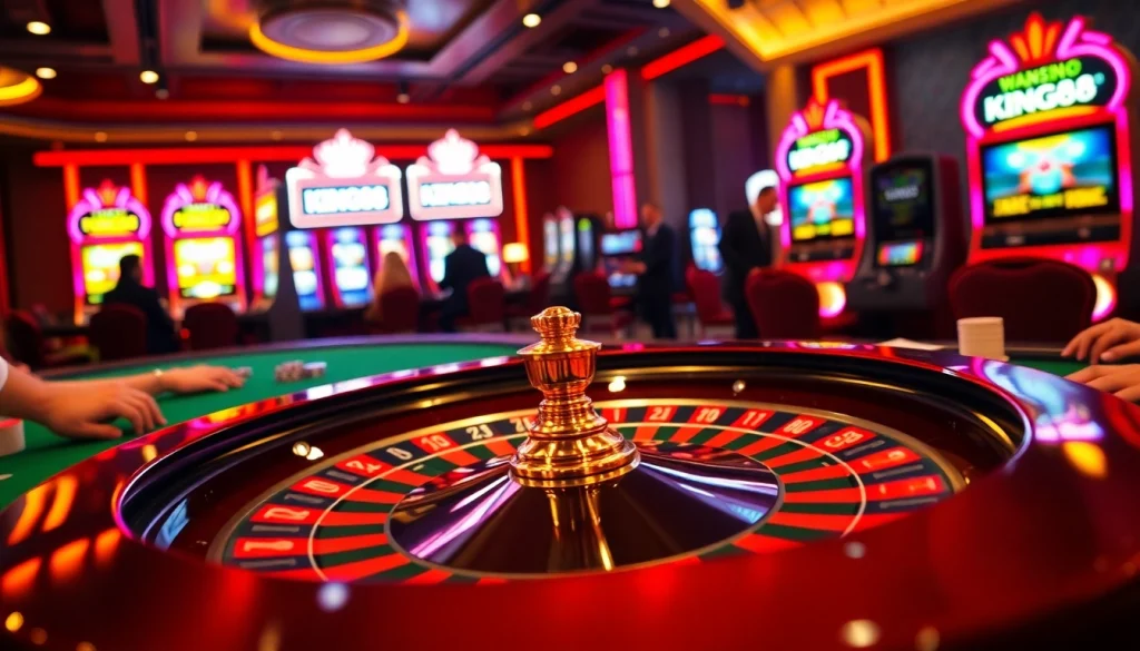 Engaging scene of players at a casino table featuring KING88 offerings.